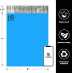 POLYSELLS 100 pcs 9x12 Inches Blue Poly Mailers Shipping Envelopes, Strong Adhesive Sealing, Waterproof, and Tear-resistant Postal Mailing Bags for Clothing, Books, and Accessories