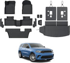 Floor Mats Set for 2016-2026 Dodge Durango (Only for 7 Seats with Bench Seats), All Weather TPE Backrest Mat Trunk Mat Cargo Liner Door Sill Guards Accessories (7 Seats Floor Mats Set)