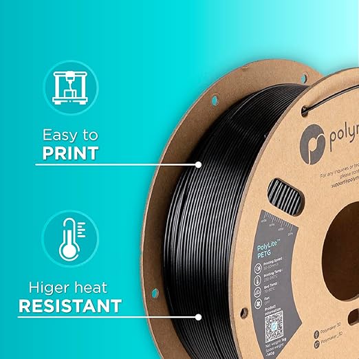 Polymaker PolyLite Black 3D Printer PETG Filament 1.75mm 1kg, Legacy PETG Formula, +- 0.03mm Dimensional Accuracy, Reliable Everyday Filament, Strong Layer Bonding, Compatible with Most 3D Printers