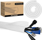 Nilight Cable Sleeve, 10ft-1inch Cord Management Sleeves, Braided Sleeving, Split Self Wrapping Wire Loom for Computer Electrical Automotive Harness Protector Organizer, White