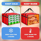 Maxcheck 2 Pcs Insulated Pizza Delivery Bag 24 x 24 x 14 Inch Pizza Warmer Bag Carrier Reusable Insulated Cooler Boxs Winter Food Delivery Carrier for Personal and Professional Use (Red)