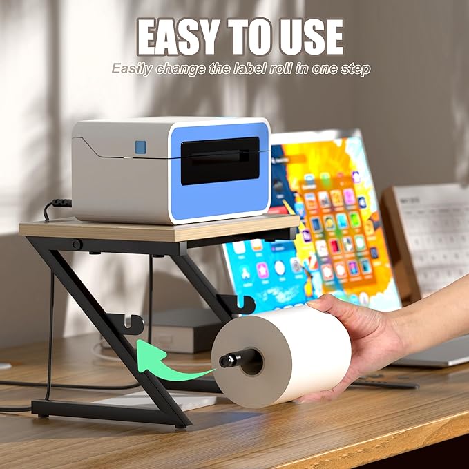 Label Holder for Rolls and Fan-fold Labels, Shipping Thermal Label Holder for Desktop Thermal Printer, Thermal Printer Accessory Supplies for Home, Office, Small Business-White