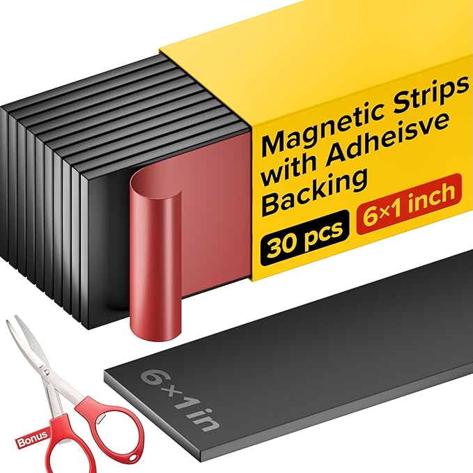 X-bet MAGNET Magnetic Strips with Adhesive Backing - Magnetic Tape for Crafts - Tool and Knife Magnet Strips for Kitchen, Garage and Garden - Adhesive Magnetic Tool Holder Strip for Wall