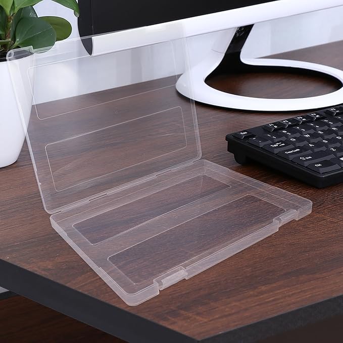 4pcs File Storage Box Clear Wear-resistant Plastic Document Organizer for Office Home Travel Portable Multipurpose File Box Case for Paper Receipts Magazine Protection