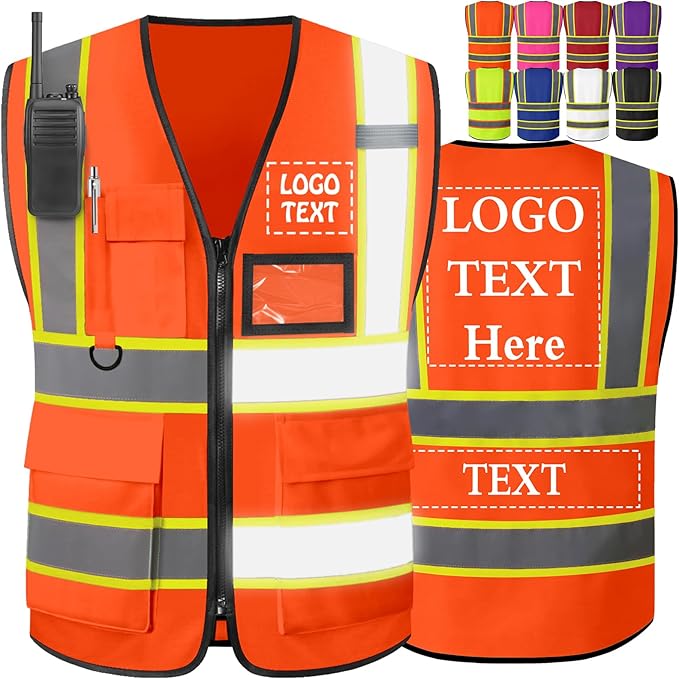 Custom Safety Vest High Visibility Customize Class 2 for Men Personalized Two Tone Logo Work Vests for Construction