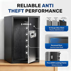 BlackSmith Large Biometric Safe 2.7 Cub Home Security Safe with Keys Keypad Lock Wall Mount Lock Box Secure Money Jewelry Valuables with Removable Shelves LED Light, Black