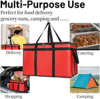 Bodaon 2-Pack Insulated Food Delivery Bag With Hard Bottom, XXXL Pizza Cooler Bags, Grocery Shopping and Catering, Rideshare Delivery Bag, Thermal Cold/Hot Styrofoam Carrier for Travel/Car