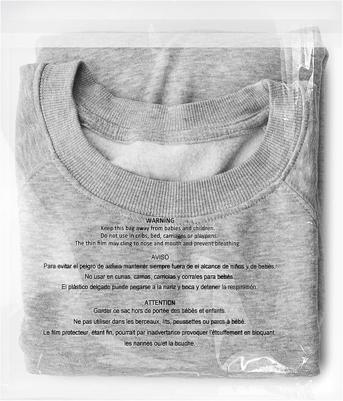 iMailer - 500 Count - 8" x 10" Clear Plastic Poly Bags with Suffocation Warning for Clothing, T-Shirt, Brochure, Prints, Handicraft Gift- Resealable Adhesive,Not Strong