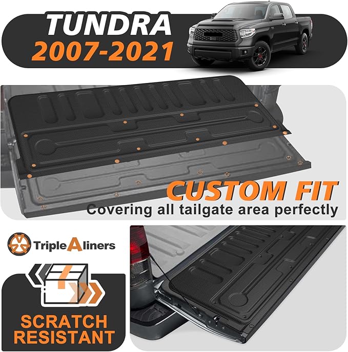 TripleAliners Tailgate Mat Compatible with Toyota Tundra 2007-2021 Accessories Truck Tailgate Liner Bed Cover All-Weather Protector Cargo Cover Custom Fit for Tundra 2007-2021(Not Fit Drop-in Liners)