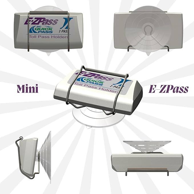Indestructible Toll Pass Holder with Largest Suction Cup for EZ-Pass, I Pass, FasTrak, SunPass & SunPass Pro, Uni, NC QuickPass, EPass Xtra, 91 Express Lanes & More - Made in USA