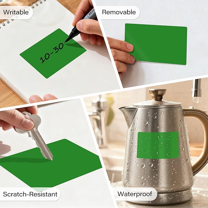 500 Pcs Rectangle Inventory Stickers Vinyl 3 × 5 Inch Moving Labels for Storage Bins Self Adhesive Color Coding Labels Waterproof Removable for Boxes Warehouse Classroom Office, Green