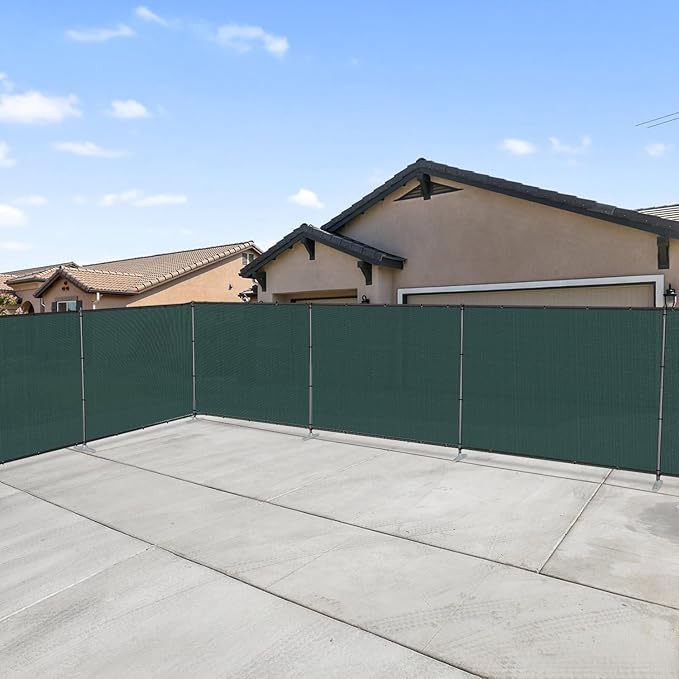 Patio 6' x 133' Outdoor Privacy Screen Freestanding Temporary Fence Panels Net Cover with Metal Poles for Outside Backyard Pool Garden Air Conditioner Fencing, Green