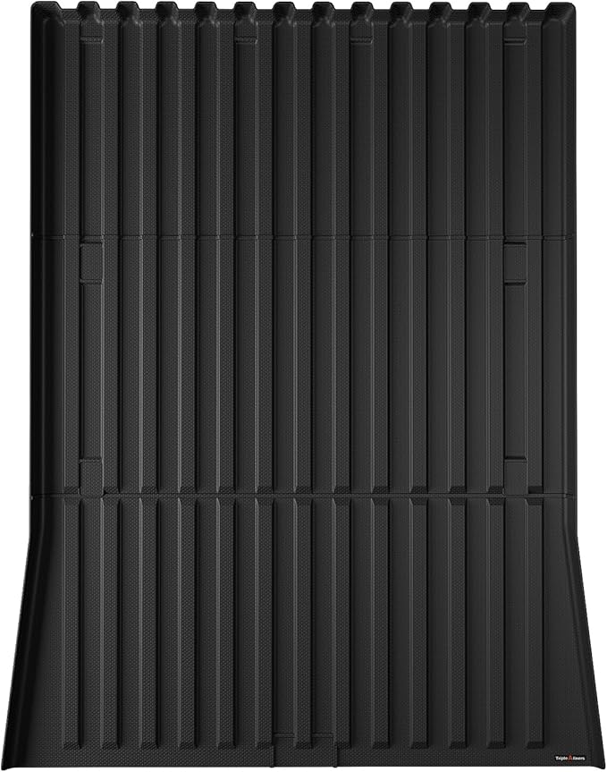 TripleAliners Truck Bed Mat Compatible with 2025 2026 Tesla Cybertruck Accessories Vehicle Perfectly Flush All Weather Protection TPE Heavy Duty Pickup Car Bed Cargo Mat (Corrugated Design Front Wall)