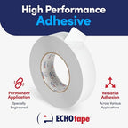 ECHOtape DC-M194A | Double-Sided Polyester Tape | Clear Thin Tape | All Weather/Cold Weather Tape | Insulation Mounting Tape | Contractor Tape | Superior Holding Power | 1.41 in x 60 yd