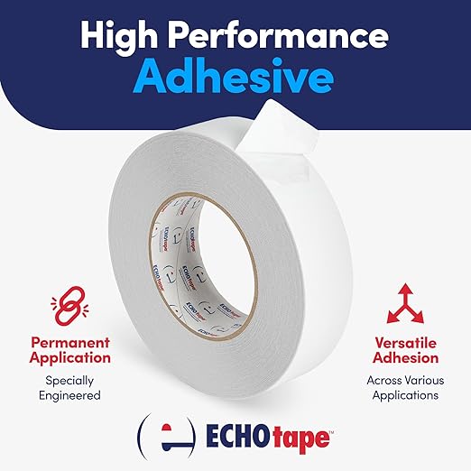 ECHOtape DC-M194A | Double-Sided Polyester Tape | Clear Thin Tape | All Weather/Cold Weather Tape | Insulation Mounting Tape | Contractor Tape | Superior Holding Power | 1.41 in x 60 yd