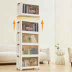4 Tier Plastic Stackable Storage Bins and Boxes Organizer, Foldable Containers, Stackable Closet Organizers, Collapsible Boxes, White (5 Tier, 23.6″)