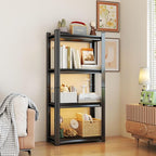 Storage Shelves, Garage Metal Shelving Unit, Adjustable, Double-Layer Column with Reinforced Ribs, Heavy-Duty, Capable of Bearing 600-3600 lbs (Black, 24 * 14 * 59, 4-Tier)