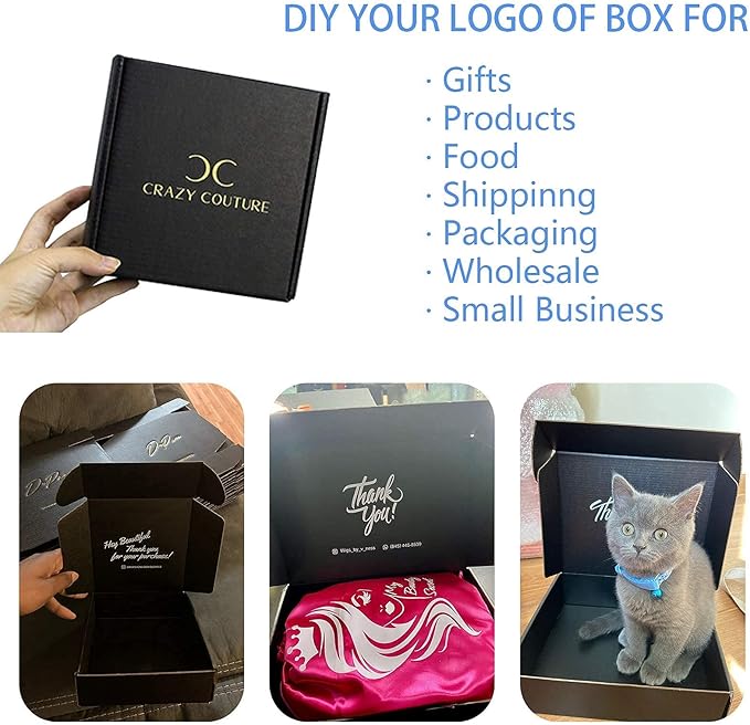Small Black Shipping Boxes for Small Business Pack of 25-6x6x2 inches Cardboard Corrugated Mailer Boxes for Shipping Packaging Craft Gifts Giving Products
