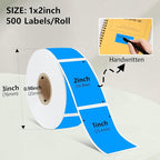 1x2 inch Label Stickers Roll for Thermal Printer 500PCS Colored Removable Freezer Labels Waterproof Blank Sticker Labels to Write on for Food Containers and Jars, Fluorescent Blue
