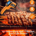 Infrared Thermometer Gun for Cooking, Non Contact Thermometers Laser Temperature Guns with K-Type Probe, 12:1 Dual-Mode Temp Gun (-58°F to 1472°F), Pizza Oven, BBQ, Home Repairs, HVAC
