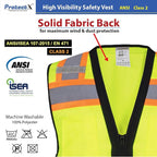 ProtectX 6 Pockets High Visibility Safety Vest for Men Women Class 2 Reflective Hi Vis Work Construction Vest