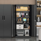 Incbruce 72” Metal Storage Cabinet, Garage Cabinets and Storage System with Doors and Shelves, Tall Lockable Tool Cabinet for Garage, Office, Home (Black)