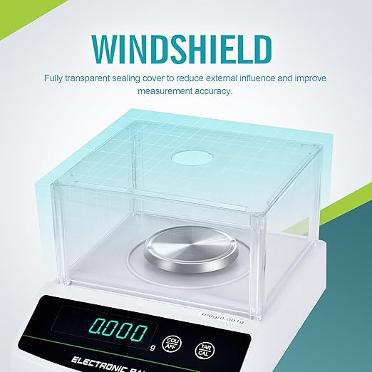 LICHEN Lab Scale 100gram x 0.001g High Precision Analytical Balance with Windshield Digital Display Jewelry Balance(100g,1mg)