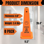 Caution Wet Floor Sign, 26.4-Inch Safety Cone, 8 Pack Yellow Plastic, High-Visibility, Non-Fading, Slip-Resistant Base, Stackable, Indoor Outdoor Warning Sign-4 Pack