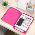 Rimilak Plastic Clipboard with Storage, 8.5 x 11 High Capacity Folio Nursing Case with Pen Holder, Size 14.2 x 9.6 x 1.2″ Folder Side-Opening for Classroom, Teacher, Student, Smooth Writing, Red