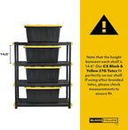 CX Black & Yellow, Shelving Unit and Heavy Duty Storage Containers, Extremely Durable (Shelf + 27 Gallon Container (8-Pack)), for Garage, Warehouse & Seasonal Storage