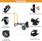 RedSwing 2 in 1 Convertible Hand Truck, Portable Utility Dolly Cart with Telescoping Handle 4 Wheels, Heavy Duty Folding Platform Cart for Industrial, Warehouse, Home, Office, Luggage,330 Lbs Capacity