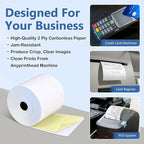 (50 Rolls) 2 Ply Carbonless Rolls 3" X 95 Feet White/Canary Receipt Paper for Restaurants & POS Cash Registers, Kitchen Printer Paper for Star Micronics SP700 SP2000 and more (3" 2 Ply 95' Carbonless)