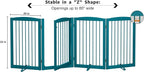 Freestanding Dog Gates with Door Walk Through, Pet Gate for Stairs, 80 inch Wide Gates Indoor, Dog Fences Indoor, Support Feet Included, 4 Panels, 32" Tall, Blue