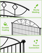 40in Tall 10-Panel Metal Garden Fence with Gate, No Dig Temporary Yard Fencing, Reusable Animal Barrier for Large Dogs & Garden Protection, Black(with Lock)