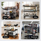 NorthSky Select Dual-Handle Utility Cart, 3 Shelves, 440 lb. Cap - Plastic Shelves, Swivel Casters - Ideal for Office, Garage, Janitorial Transport & Storage