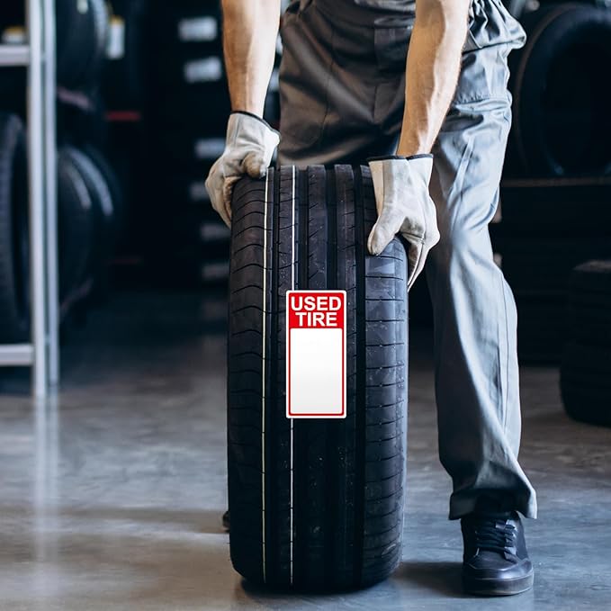 400 Pcs Used Tire Stickers 2.75" x 6" Large Sale Price Tags & Inventory Stickers for Wheels, Waterproof Adhesive Used Tire Labels with Writable Blank Space for Shops Resale Supplies