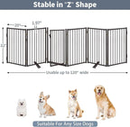 Metal Freestanding Dog Gates with Door for Outdoor Indoor,120'' Extra Wide 32'' Tall Free Standing Dog Gate for Doorways,Large Openings,Deck,Yard,Porch,Foldable Pet Fence(Black,6 Panels)