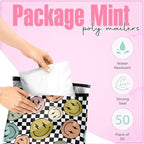 10x13 Poly Mailers – Smiles Checkerboard – Waterproof, Tear-Resistant Shipping Bags with Adhesive Seal – 50 Pack – Package Mint