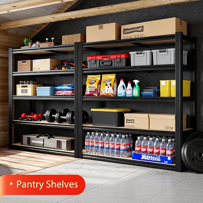 Metal Storage Shelves Unit,5-Tier Adjustable Heavy Duty Garage Shelving,3500LBS Garage Storage Industrial Shelves,Storage Racks,Steel Shelf Suitable for Shop,Warehouse,Basement