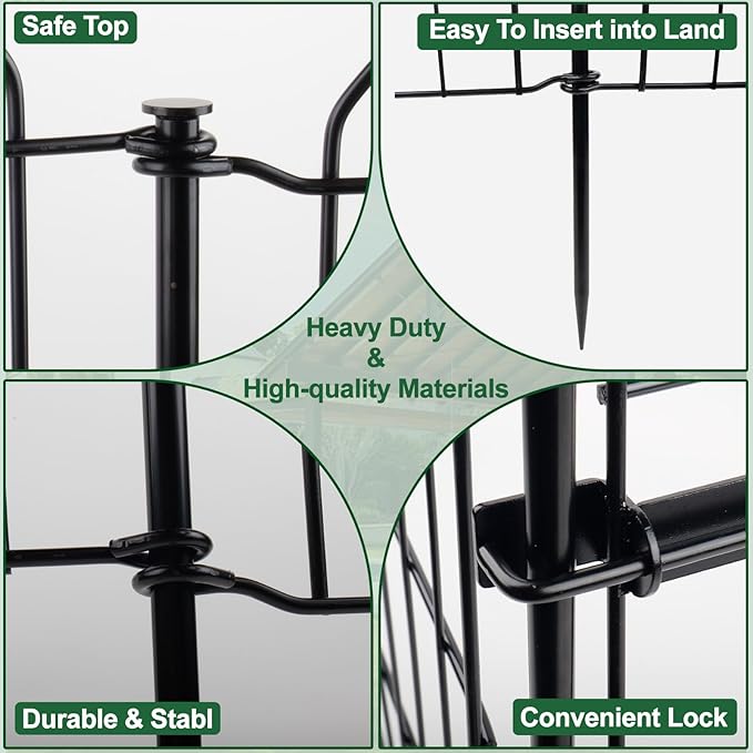 SUNLAX 5 Panels Garden Fence 10ft(L) x 24in(H) Fencing for Yard No Dig Animal Barrier Metal Dog Fence for Patio Outdoor with Gate