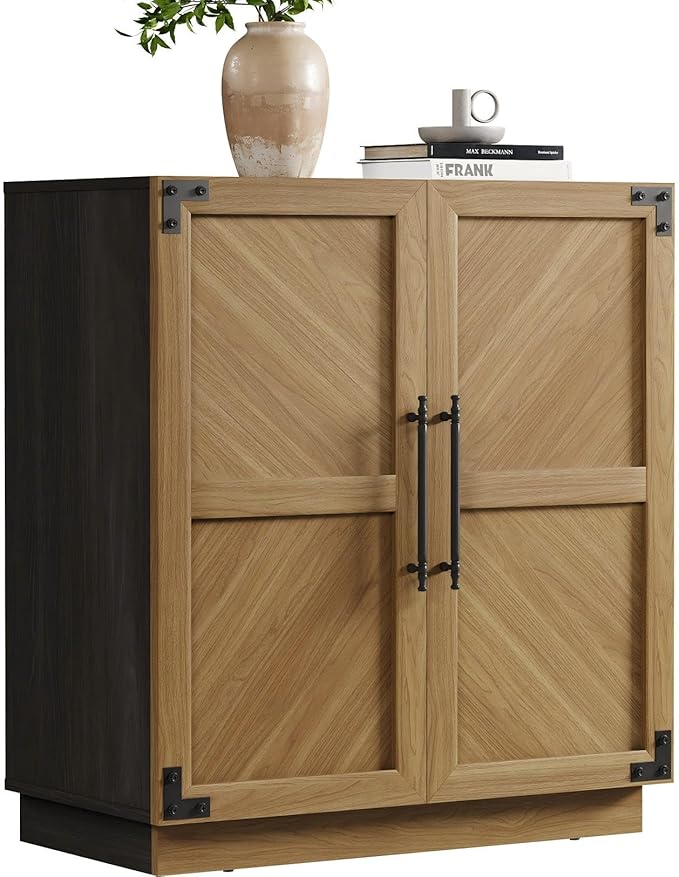 SICOTAS Sideboard Buffet Cabinet with Storage - Modern Farmhouse Credenza with Doors and Adjustable Shelves Fluted Kitchen Buffet Storage Cabinets Coffee Bar Cabinet