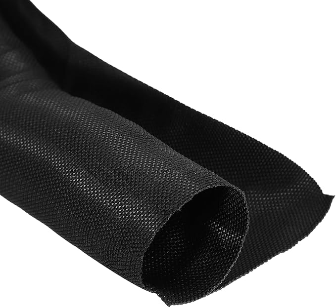 MECCANIXITY 1-1/5 Inch ID Split Loom Tubing 10ft Polyester Cord Protector Wire Cable Sleeve for USB Cable Power Cord, Black