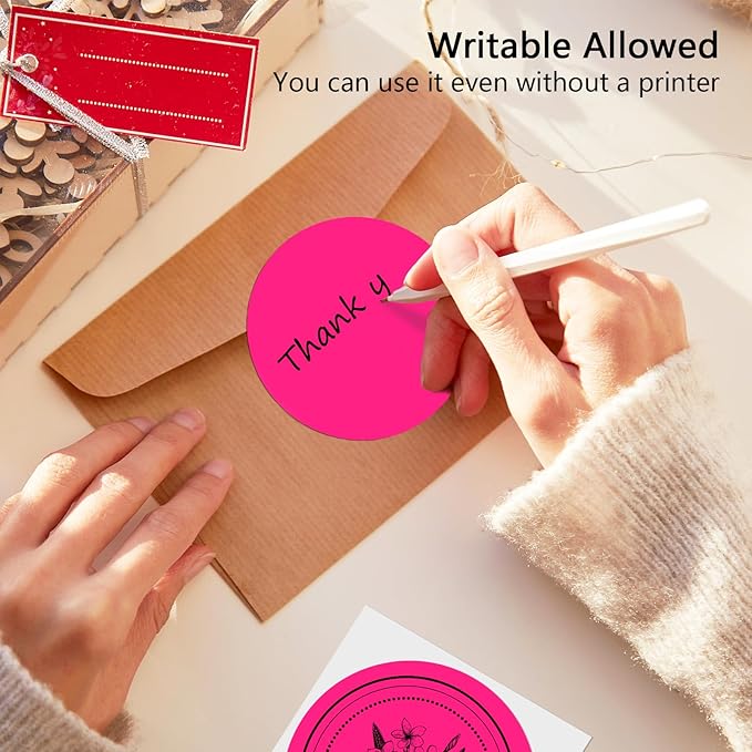 3 X 3 Inch Round Thermal Labels Circle Color Coding Labels Printable Waterproof 500PCS Round Stickers Adhesive Writable for Office, Garage, DIY Sticker, Barcodes, Name Tag, Fluorescent Pink