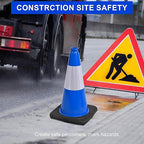OrangeStar 18" Traffic Cones 6-Pack Blue Safety Cones with Reflective Collars, Heavy Duty Base for Construction, Parking Lot, Road Work, Flexible PVC, Indoor & Outdoor Use