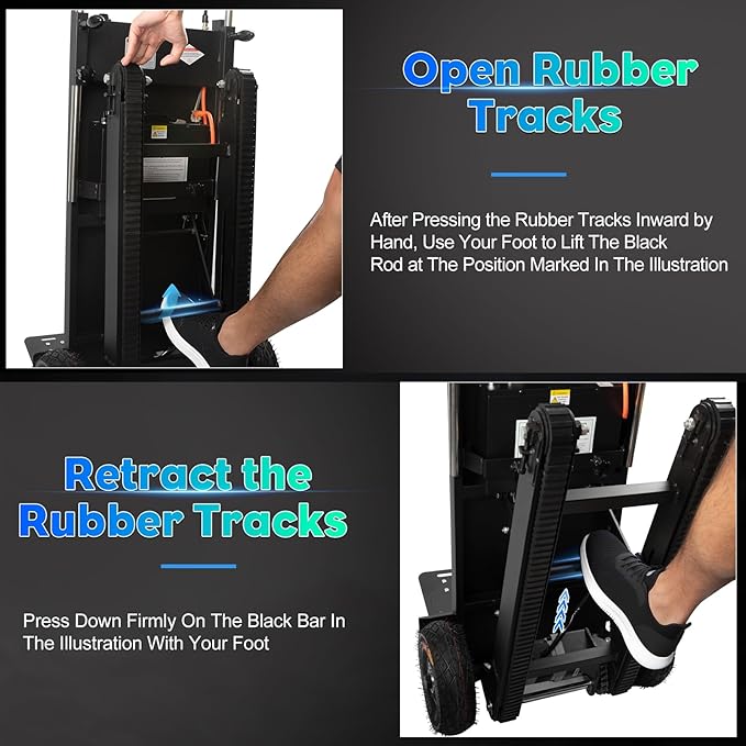 Electric Stair Climbing Dolly, 1250W Electric Stair Climbing Hand Truck, 900lbs Max Load Capacity, 3 Mode Folding Stair Climber Hand Trucks with Telescopic Handle for Moving (Black/Big Wheel)