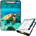 Clipboard with Storage High Capacity Plastic Nursing Clipboards with Pen Holder File Folder Storage Box Clipboard with Heavy Duty Clips for Teacher,Doctor,Offices-Sea Turtle