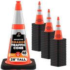 Xpose Safety 28 Inch Orange Traffic Cones Heavy Duty 10lb with 6" & 4" Collars, 48 Pack - Multipurpose PVC Plastic Safety Cone for Parking, Soccer, Caution, Kids and Construction - DOT Approved