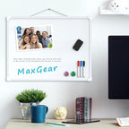 MaxGear Double-Sided Dry Erase Board for Wall, 16"x12" Hanging Whiteboard, Small Dry Erase White Board with 3 Markers & 4 Magnets, Portable Whiteboard for Planning, Drawing, Memo, to Do List