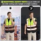 BeautyWill Custom Logo Safety Vest Class 2 High Visibility Reflective Vest for Men - Personalized Logo Team Vest
