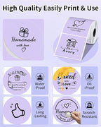 Phomemo Circle Labels for M110/M110S/M120/M200/M220 Label Maker, 1.96" x 1.96"（50x50 mm） Round Thermal Label for Barcode Labels, DIY Logo Design, Purple
